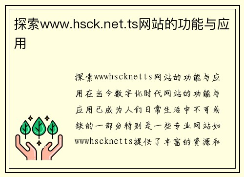 探索www.hsck.net.ts网站的功能与应用